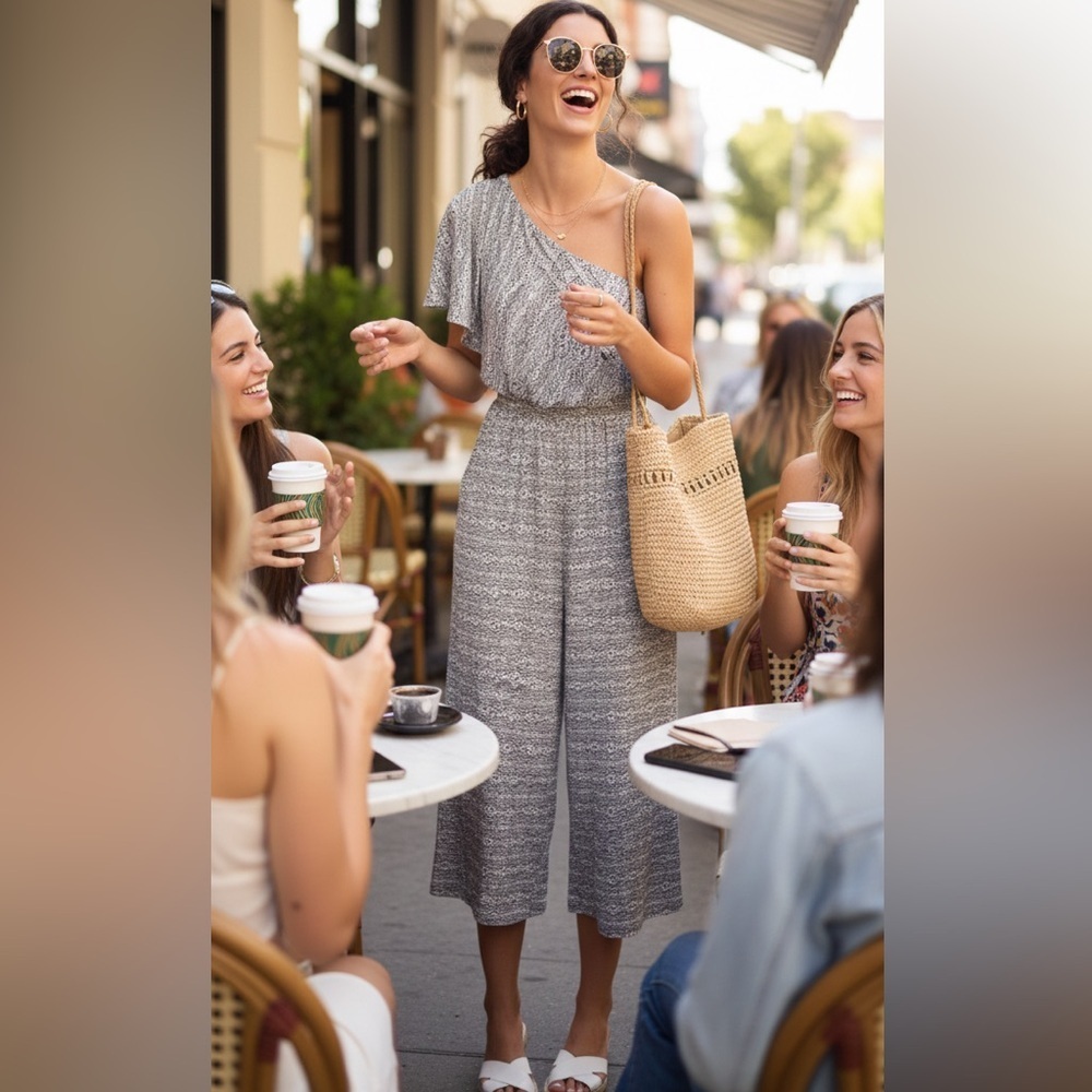 Maeve | Anthropologie Wide Leg One Shoulder Jumpsuit